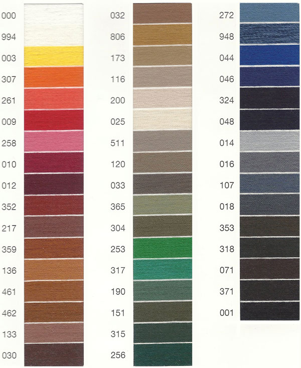 Terking Cotton Colour Chart