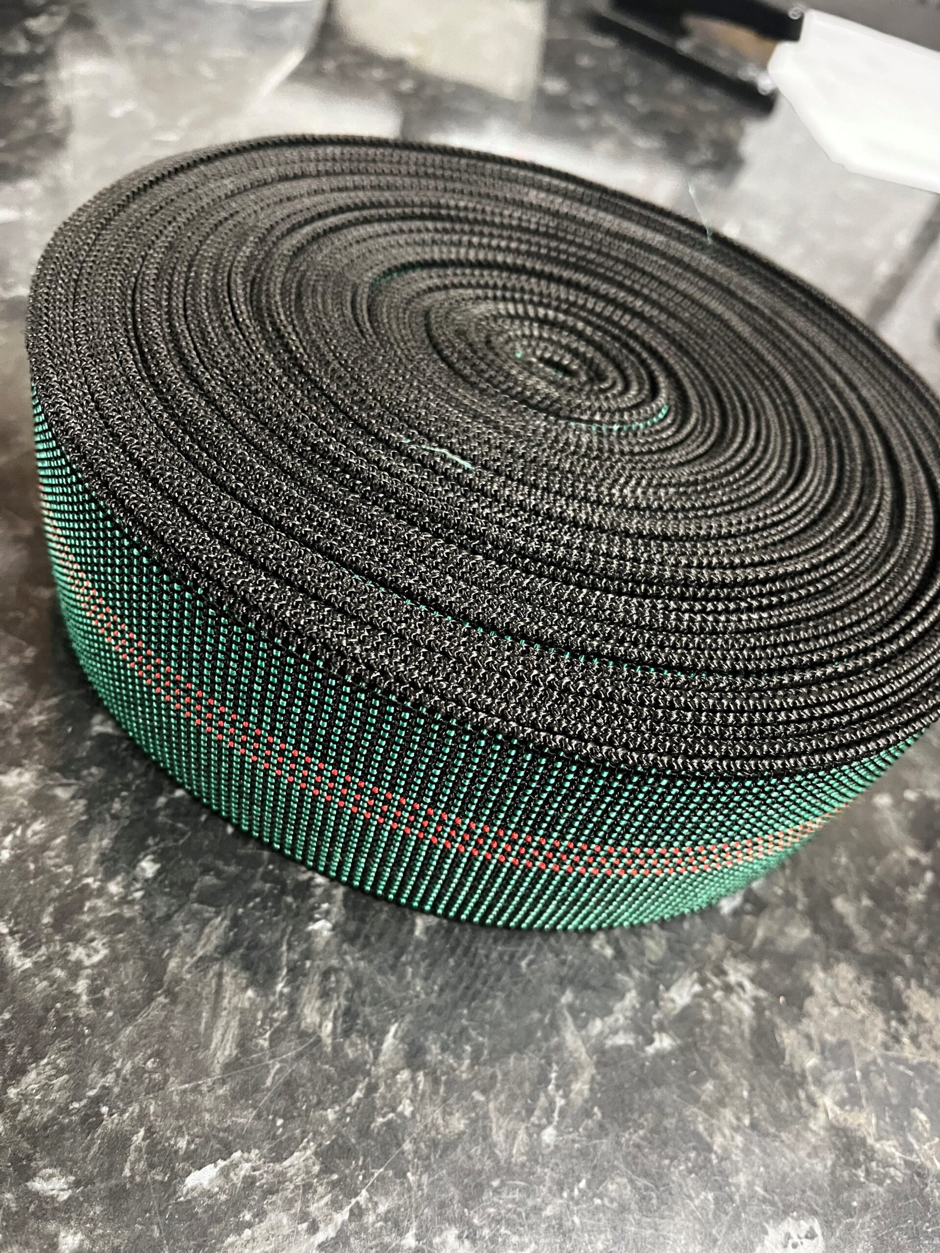 Green 3 Red Stripe Webbing